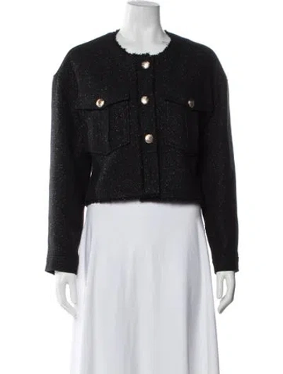 Pre-owned Generation Love Tweed Pattern Evening Jacket W/ Tags In Black