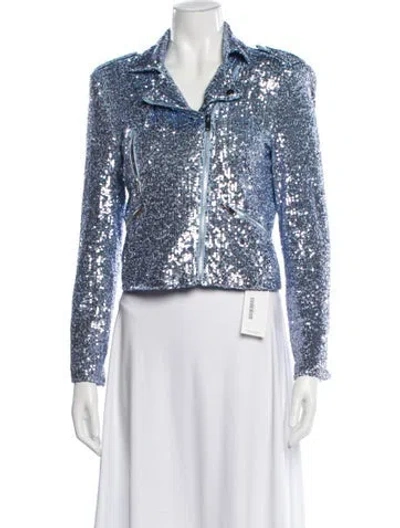 Pre-owned Generation Love Tweed Pattern Evening Jacket W/ Tags In Blue