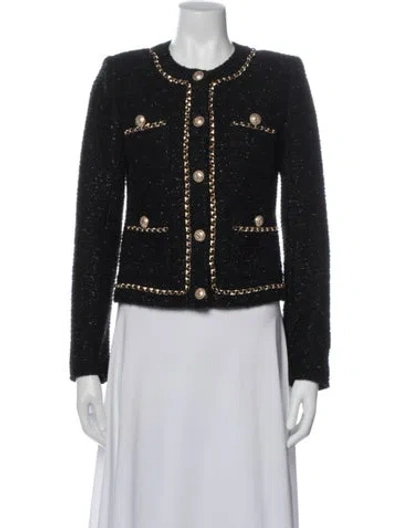 Pre-owned Generation Love Tweed Pattern Jacket In Black