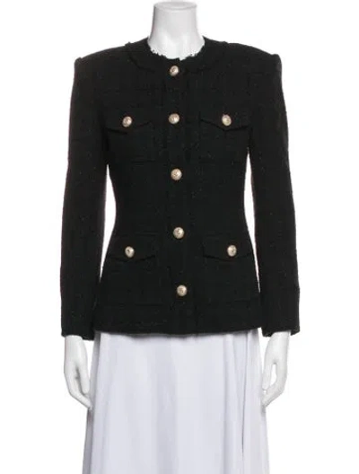 Pre-owned Generation Love Tweed Pattern Jacket In Black