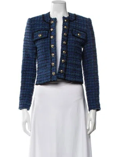 Pre-owned Generation Love Tweed Pattern Jacket In Blue