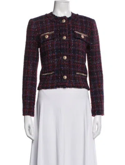 Pre-owned Generation Love Tweed Pattern Jacket In Burgundy