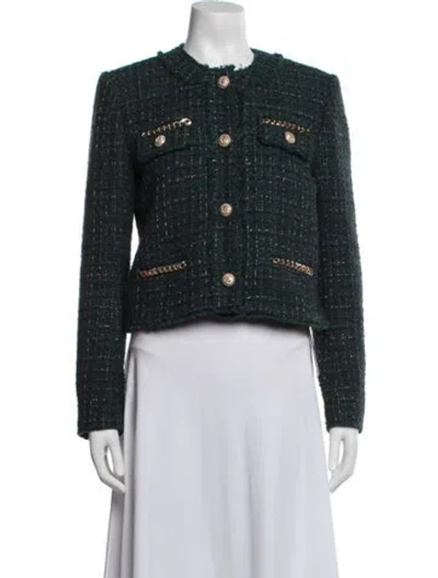 Pre-owned Generation Love Tweed Pattern Jacket In Green