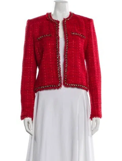 Pre-owned Generation Love Tweed Pattern Jacket In Red