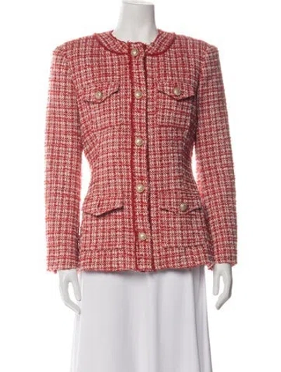 Pre-owned Generation Love Tweed Pattern Jacket In Red