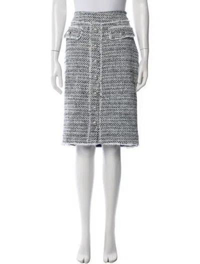 Pre-owned Generation Love Tweed Pattern Knee-length Skirt In White