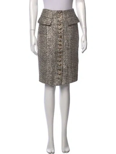 Pre-owned Generation Love Tweed Pattern Midi Length Skirt In Black