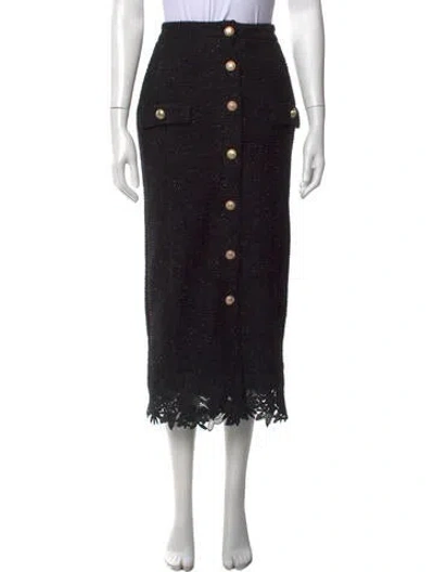 Pre-owned Generation Love Tweed Pattern Midi Length Skirt In Black