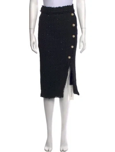 Pre-owned Generation Love Tweed Pattern Midi Length Skirt W/ Tags In Black