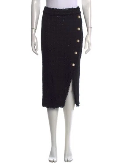 Pre-owned Generation Love Tweed Pattern Midi Length Skirt W/ Tags In Black
