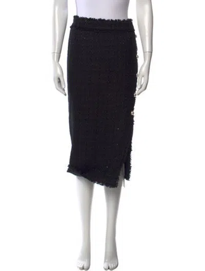 Pre-owned Generation Love Tweed Pattern Midi Length Skirt W/ Tags In Black