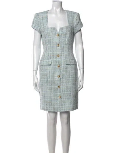 Pre-owned Generation Love Tweed Pattern Mini Dress In Blue
