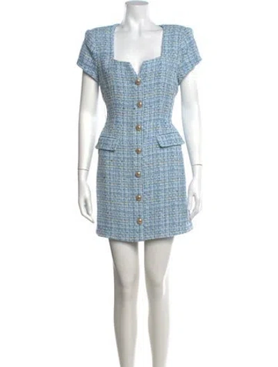 Pre-owned Generation Love Tweed Pattern Mini Dress In Blue