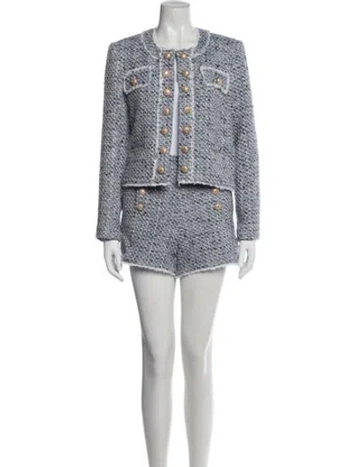 Pre-owned Generation Love Tweed Pattern Short Set W/ Tags In Blue