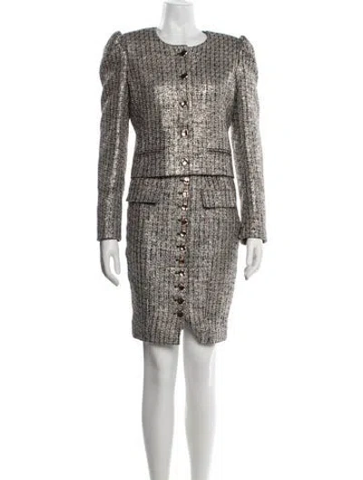 Pre-owned Generation Love Tweed Pattern Skirt Suit W/ Tags In Black