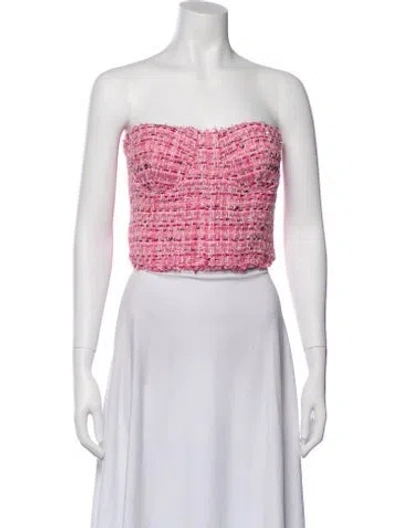 Pre-owned Generation Love Tweed Pattern Strapless Crop Top In Pink