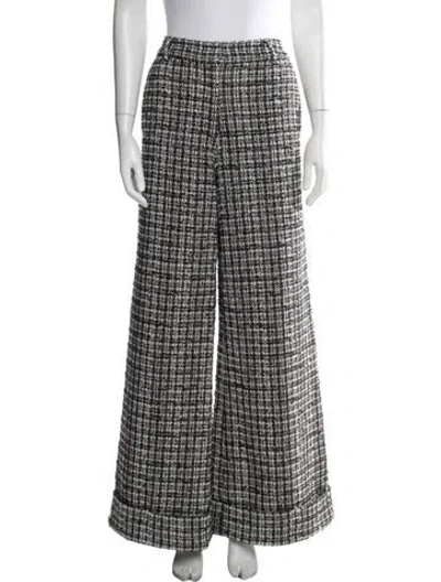 Pre-owned Generation Love Tweed Pattern Wide Leg Pants In Black