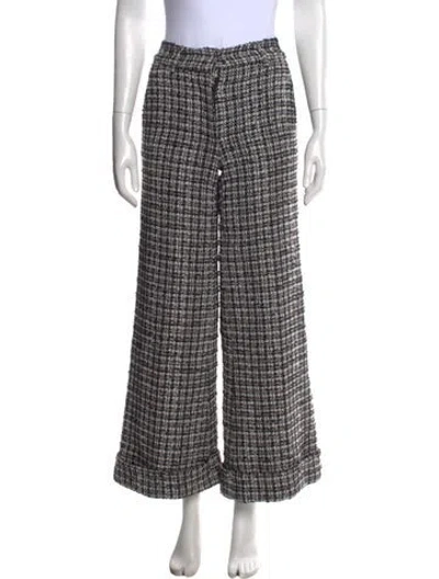 Pre-owned Generation Love Tweed Pattern Wide Leg Pants In Black