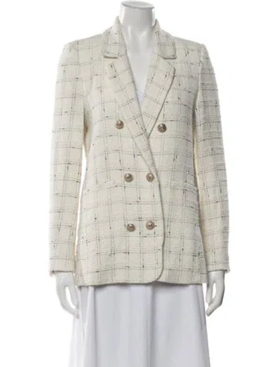 Pre-owned Generation Love Tweed Plaid Print Blazer In Neutral