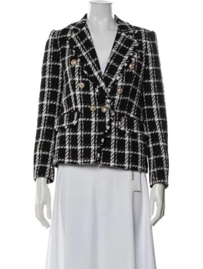 Pre-owned Generation Love Tweed Plaid Print Blazer W/ Tags In Black