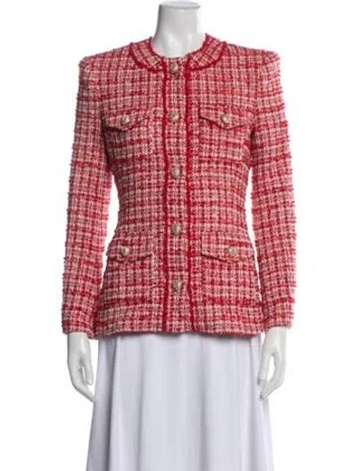 Pre-owned Generation Love Tweed Tweed Pattern Evening Jacket W/ Tags In Red
