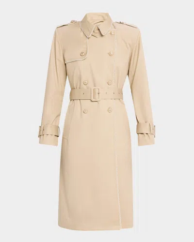 Generation Love Vanna Pearl-trim Trench Coat In Taupe