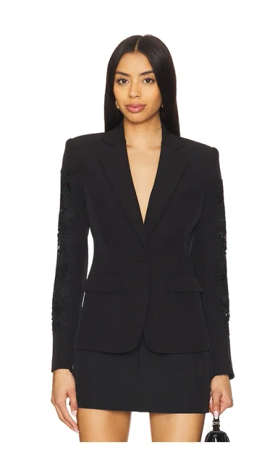 Generation Love Venturi Lace Combo Blazer In 黑色
