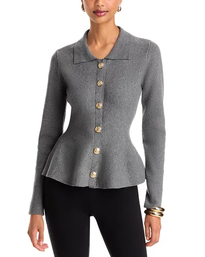 Generation Love Veronica Fold Collar Peplum Hem Cardigan In Gray