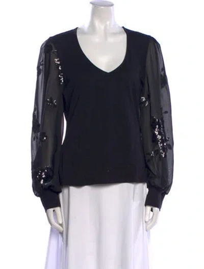Pre-owned Generation Love V-neck Long Sleeve Blouse In Black