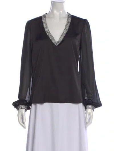 Pre-owned Generation Love V-neck Long Sleeve Blouse In Black