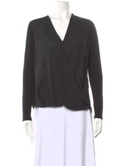 Pre-owned Generation Love V-neck Long Sleeve Blouse In Gray