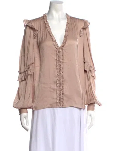 Pre-owned Generation Love V-neck Long Sleeve Blouse In Neutral