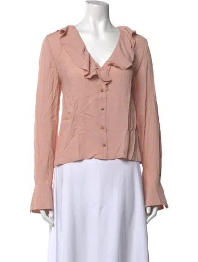 Pre-owned Generation Love V-neck Long Sleeve Blouse In Pink