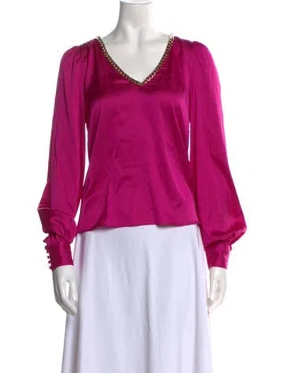 Pre-owned Generation Love V-neck Long Sleeve Blouse In Purple
