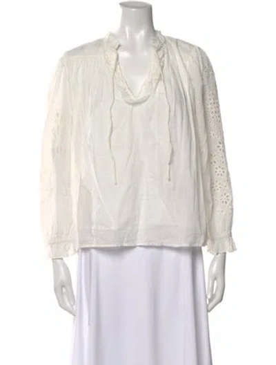 Pre-owned Generation Love V-neck Long Sleeve Blouse In White
