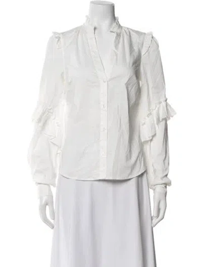 Pre-owned Generation Love V-neck Long Sleeve Blouse In White