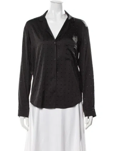 Pre-owned Generation Love V-neck Long Sleeve Button-up Top In Brown