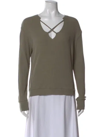 Pre-owned Generation Love V-neck Long Sleeve Sweatshirt In Green