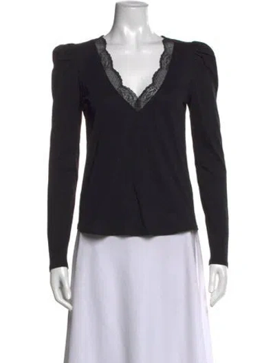 Pre-owned Generation Love V-neck Long Sleeve Top In Black