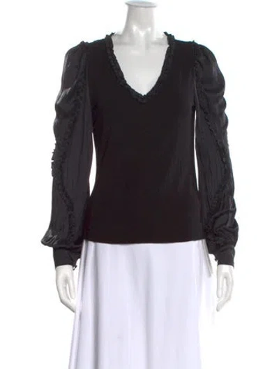 Pre-owned Generation Love V-neck Long Sleeve Top In Black