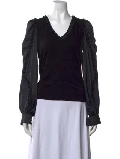 Pre-owned Generation Love V-neck Long Sleeve Top In Black