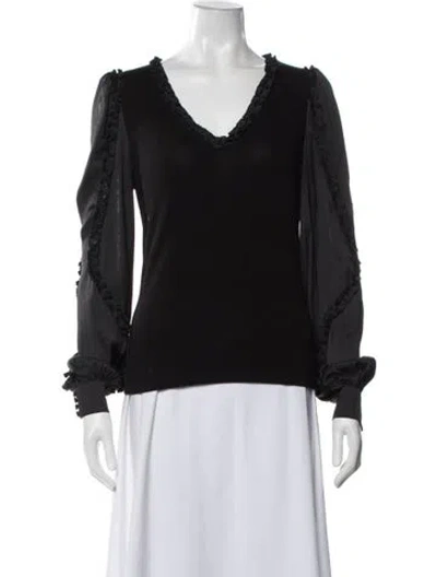 Pre-owned Generation Love V-neck Long Sleeve Top In Black/blue