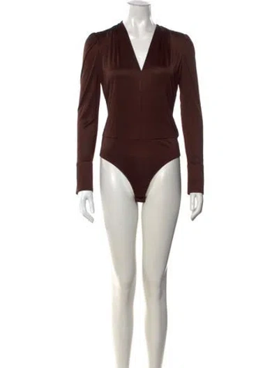 Pre-owned Generation Love V-neck Long Sleeve Top In Brown