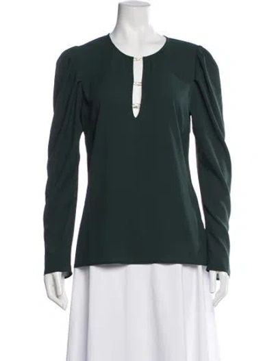 Pre-owned Generation Love V-neck Long Sleeve Top In Green