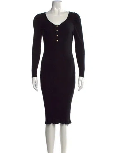 Pre-owned Generation Love V-neck Midi Length Dress In Black