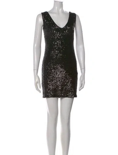 Pre-owned Generation Love V-neck Mini Dress In Black