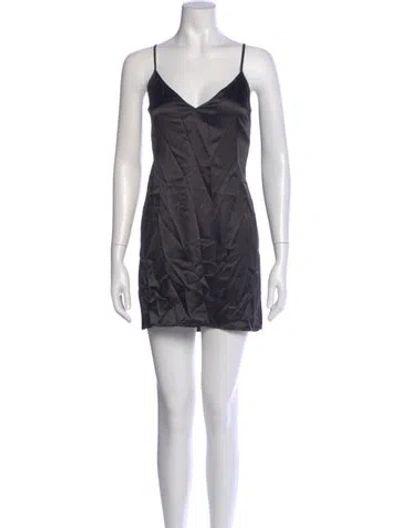 Pre-owned Generation Love V-neck Mini Dress In Gray