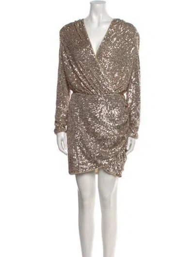 Pre-owned Generation Love V-neck Mini Dress In Neutral