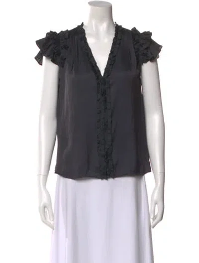 Pre-owned Generation Love V-neck Short Sleeve Blouse In Black
