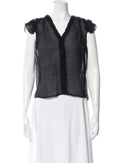 Pre-owned Generation Love V-neck Short Sleeve Blouse In Black